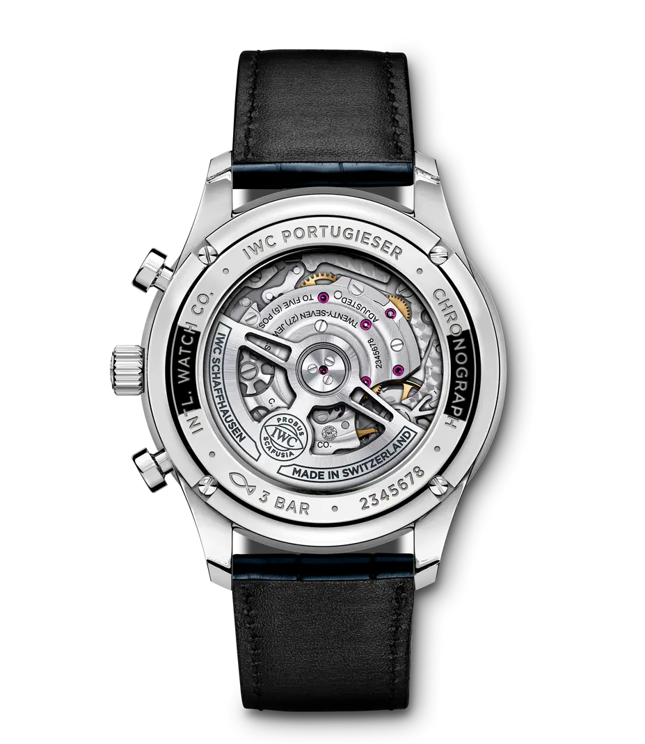 IWC Schaffhausen Portugieser Chronograph - Silver Dial Blue Alligator Strap