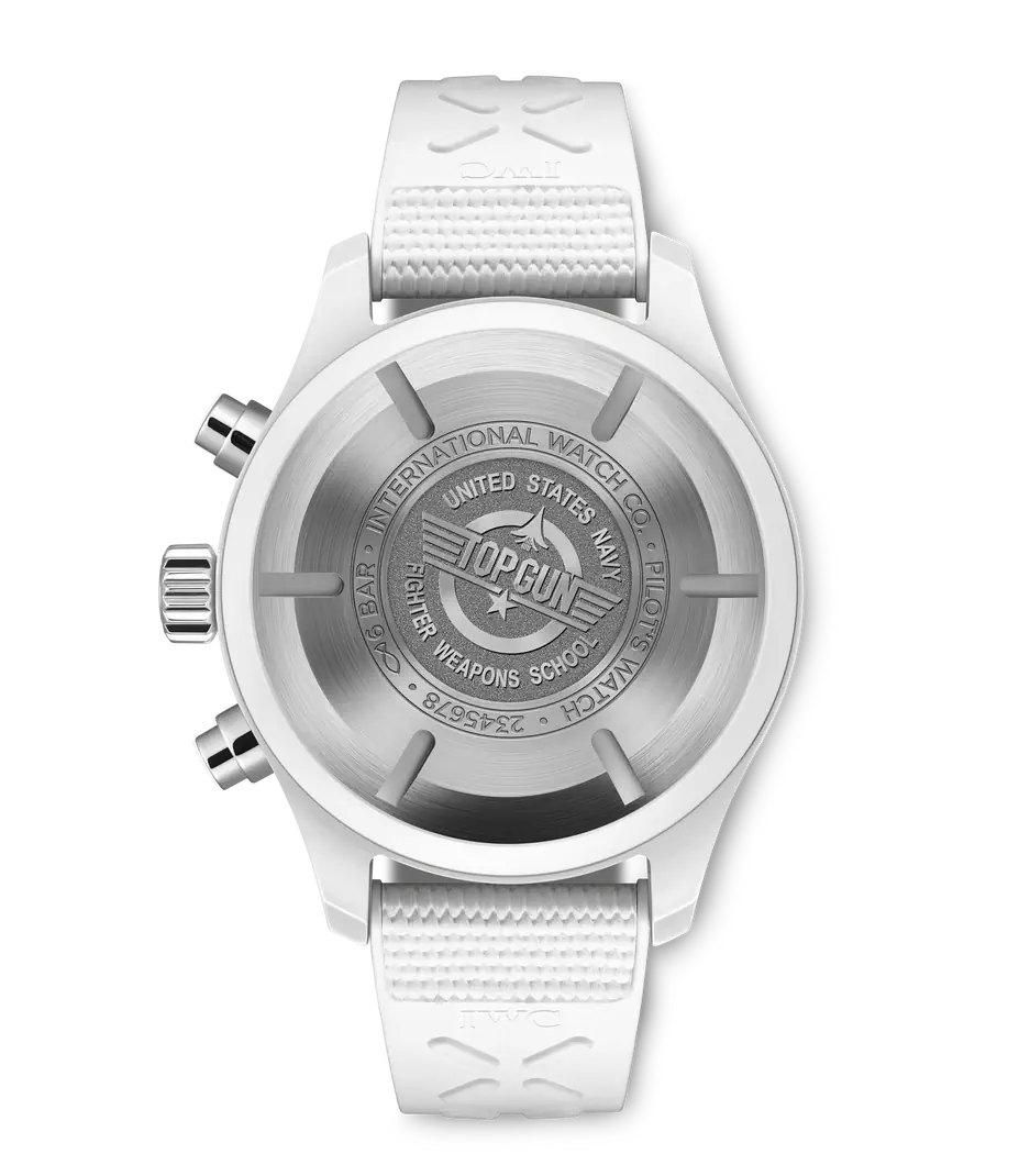 IWC Schaffhausen Pilot's Watch Chronograph - Black Dial White Rubber Strap