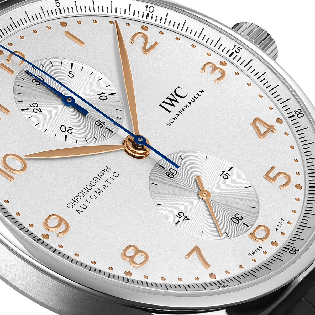 IWC Schaffhausen Portugieser Chronograph - Silver Dial Black Alligator Strap