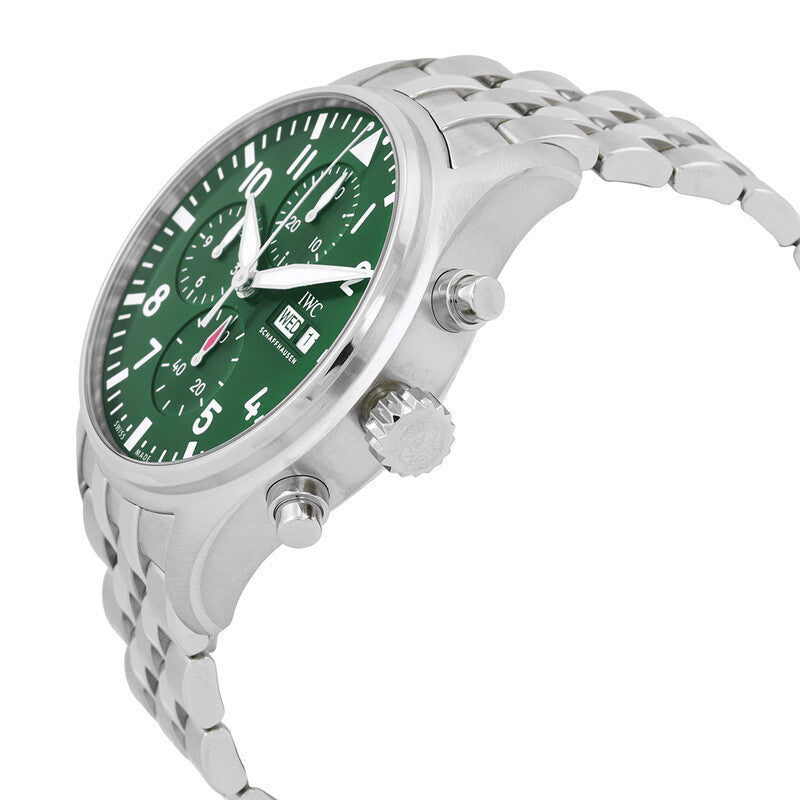 IWC Schaffhausen Pilot's Watch Chronograph - Green Dial Steel Bracelet