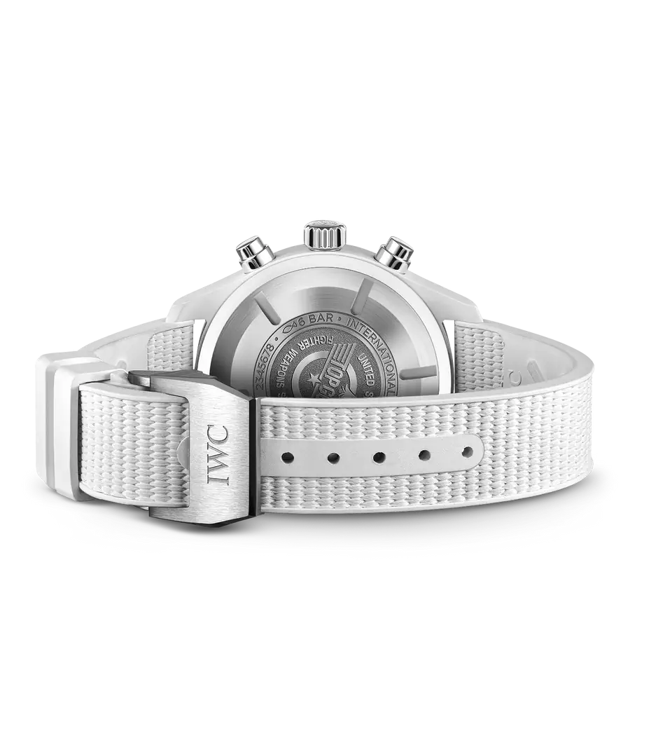 IWC Schaffhausen Pilot's Watch Chronograph - Black Dial White Rubber Strap