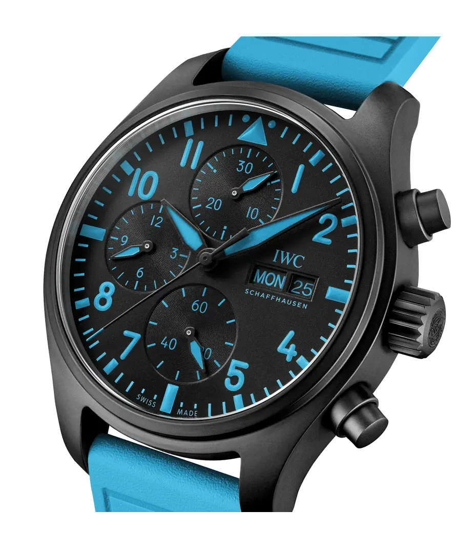 IWC Schaffhausen Pilot's Watch Chronograph - Black Ceramic Blue Rubber Strap
