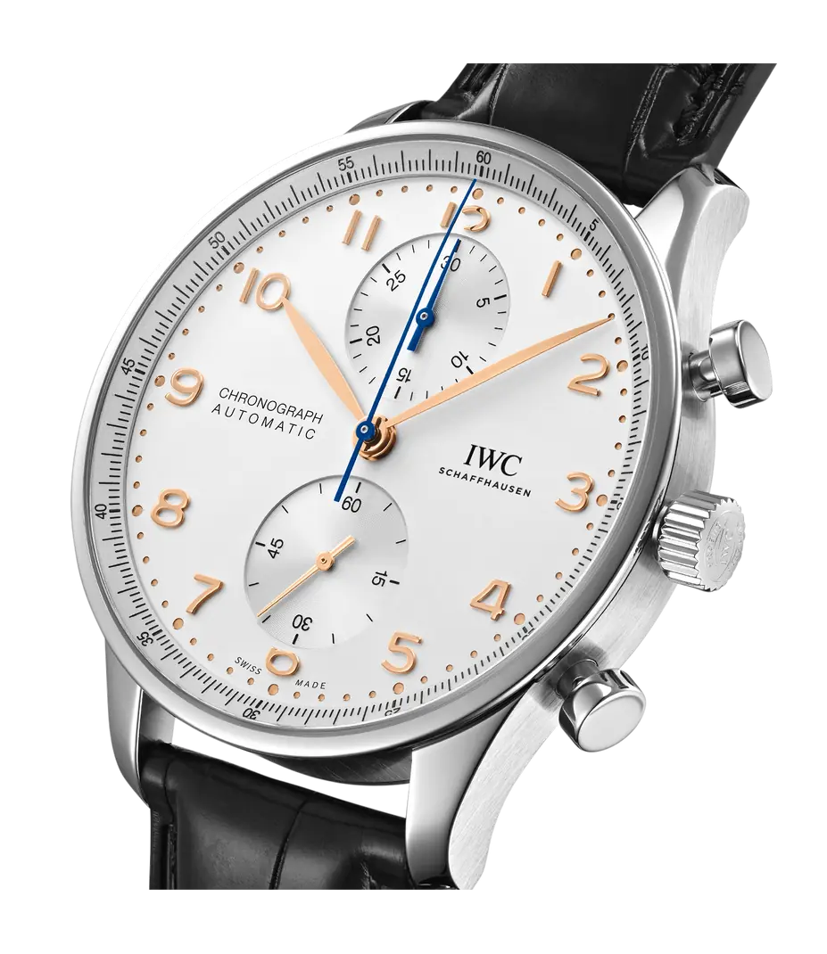 IWC Schaffhausen Portugieser Chronograph - Silver Dial Black Alligator Strap