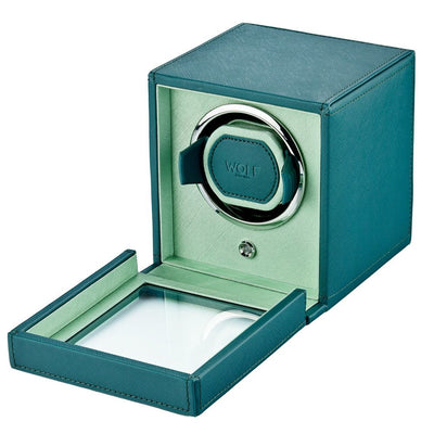 Cub Seltzer Single Watch Winder with Cover - Teal/Mint